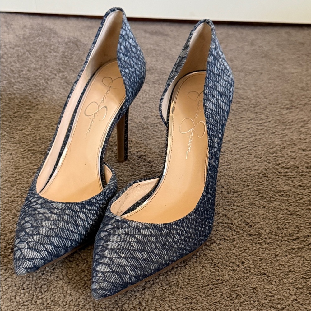Jessica Simpson Blue Patterned Heels